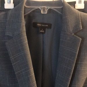 Ann Taylor Blue Gray, white pattern pin stripes. NEVER WORN